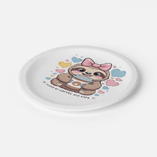 Schattigee Sloth Coffee Lover Shirt - Funny Fueled Papieren Bordje (Gekanteld)