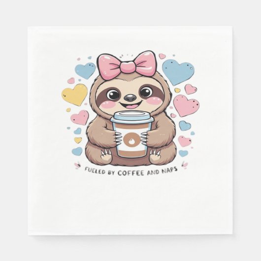 Schattigee Sloth Coffee Lover Shirt - Funny Fueled Servet (Voorkant)
