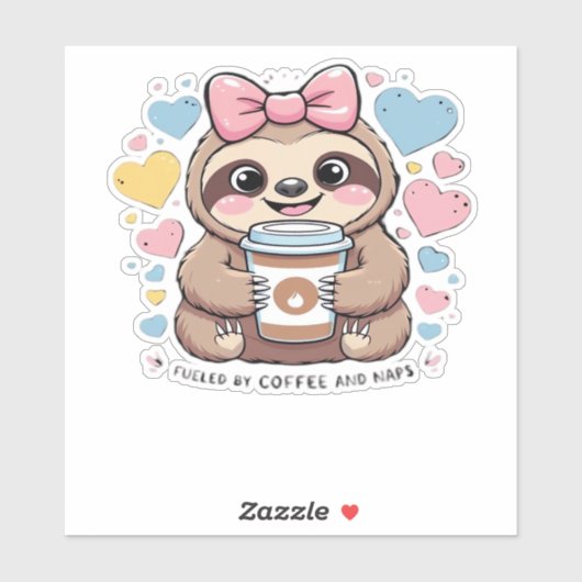 Schattigee Sloth Coffee Lover Shirt � Funny Fueled Sticker (Vel)
