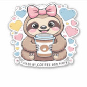 Schattigee Sloth Coffee Lover Shirt � Funny Fueled Sticker (Voorkant)