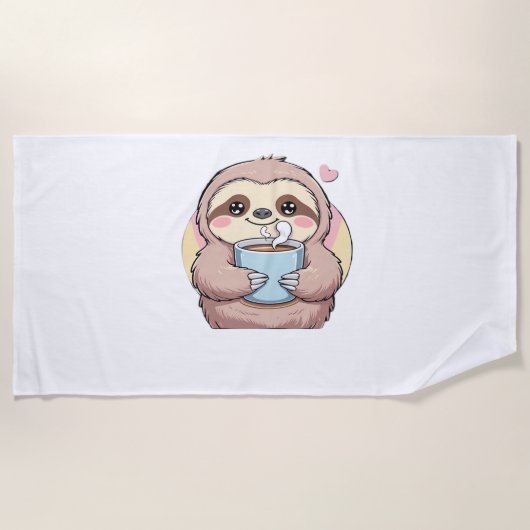 Schattigee Sloth Coffee Lover Shirt - Funny Fueled Strandlaken (Voorkant)