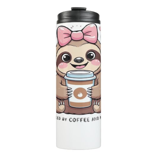 Schattigee Sloth Coffee Lover Shirt - Funny Fueled Thermosbeker (Voorkant)