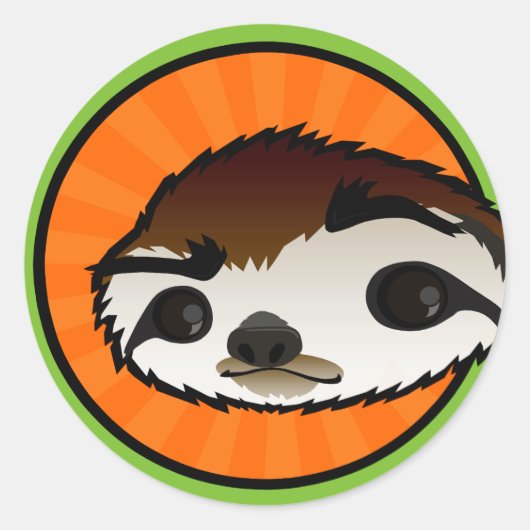 SCHATTIGEE SLOTH GRAFISCHE RONDE STICKERS (Voorkant)