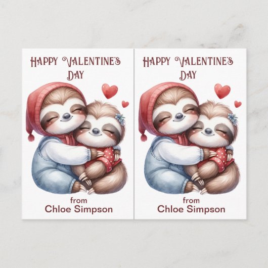 Schattigee Sloth Kind Valentijn Party Classroom Ka Briefkaart (Voorkant)