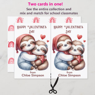 Schattigee Sloth Kind Valentijn Party Classroom Ka Briefkaart