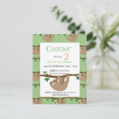 Schattigee Sloth, verjaardagsfeestuitnodiging Kaart (Staand voorkant)