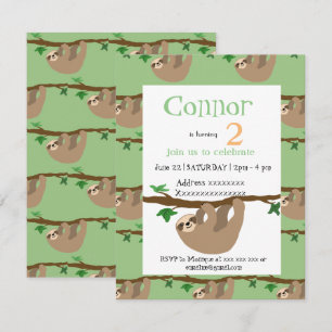 Schattigee Sloth, verjaardagsfeestuitnodiging Kaart