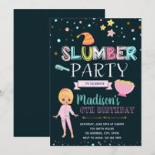 Schattigee Slumber verjaardagsfeestuitnodiging Kaart (Voorkant / Achterkant)