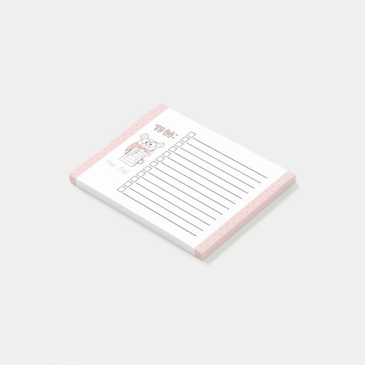 Schattigee Smart Hamster roze to-do noten Post-it® Notes (Schuin)