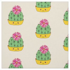 Schattigee Smiley Face Cactus Flower Cartoon Fabri Stof