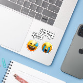 Schattigee Smiley Face Emoji Sticker (Laptop met iPhone)