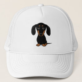 Schattigee Smooth Coated Black en Tan Dachshund Trucker Pet