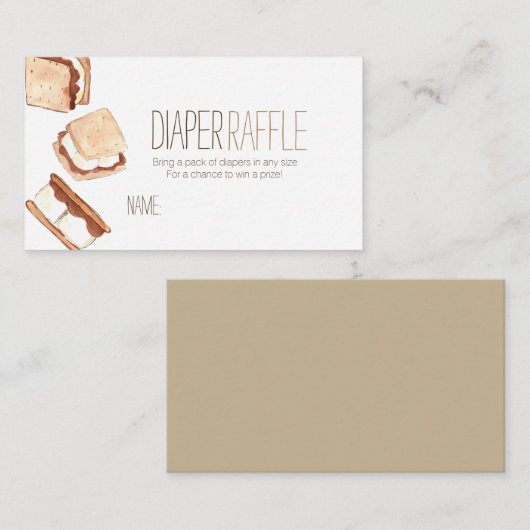 Schattigee smores camping baby shower luier verlot informatiekaartje (Voorkant / Achterkant)