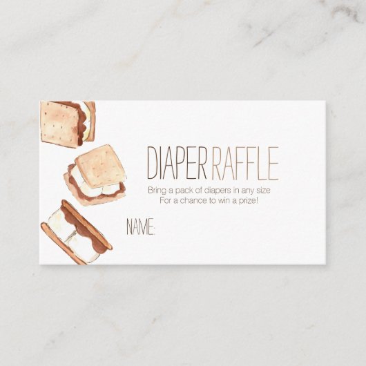 Schattigee smores camping baby shower luier verlot informatiekaartje (Voorkant)