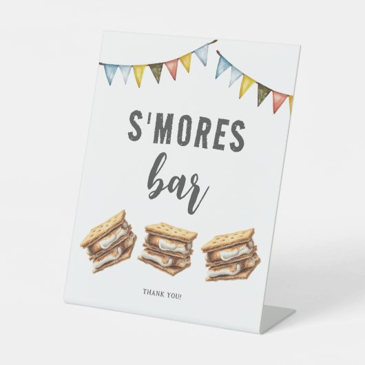 Schattigee Smores Camping Rustieke Verjaardag Cust Reclamebord Met Voetstuk (Voorkant)
