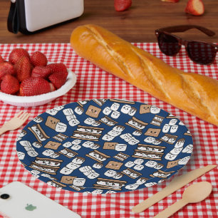 Schattigee Smores Marshmallow Illustratie Papieren Bordje