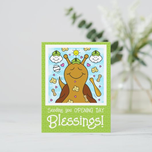 Schattigee Snail Baseball Blessings | Briefkaart (Staand voorkant)