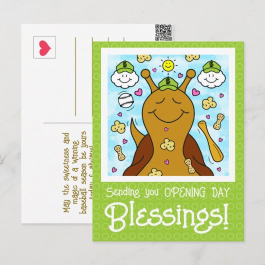 Schattigee Snail Baseball Blessings | Briefkaart (Voorkant / Achterkant)