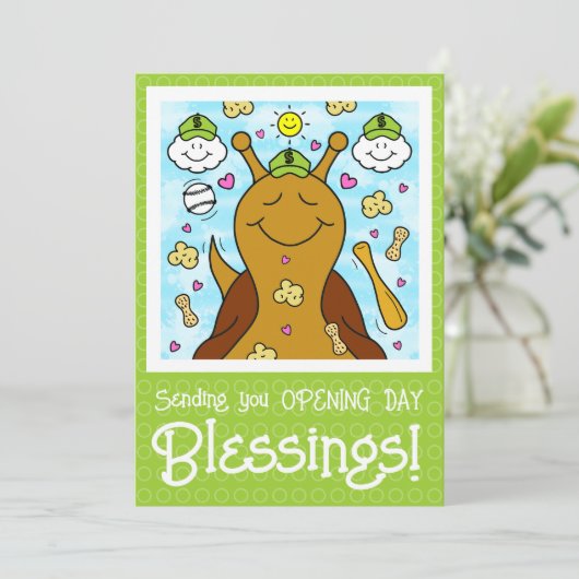 Schattigee Snail Baseball Blessings Kleuren | groe Kaart (Staand voorkant)