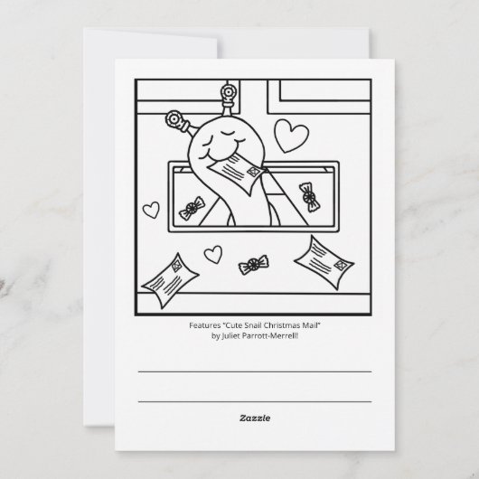 Schattigee Snail Christmas Mail Kleuren Feestdagenkaart (Achterkant)