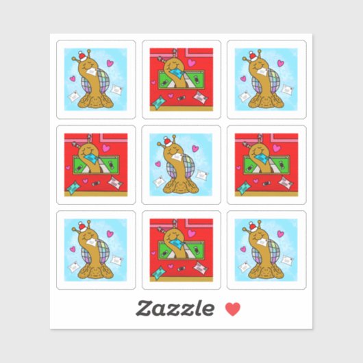 Schattigee Snail Christmas Mail Tiny Art Series Sticker (Vel)