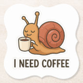 Schattigee Snail Coffee Sticker Kartonnen Onderzetters (Voorkant)