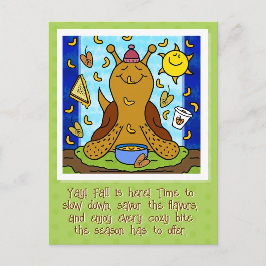 Schattigee Snail Comfort Food Happy Herfst Equinox Briefkaart (Voorkant)