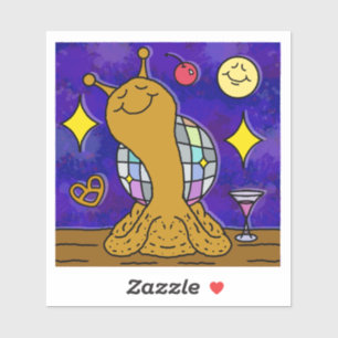 Schattigee Snail Disco Ball Gelukkig Nieuwjaar Vin Sticker