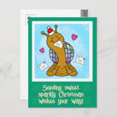 Schattigee Snail Disco Mail Kerstmis Feestdagenkaart (Voorkant / Achterkant)