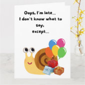 Schattigee Snail Funny Happy Verjaardag Kaart (Gele Bloem)