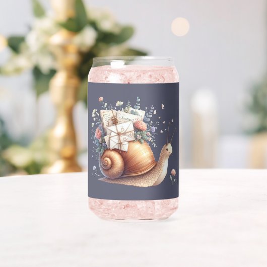 Schattigee Snail Mail Bloemen Pastel Illustratie Blikvorm Glas (Insitu (Huwelijk))