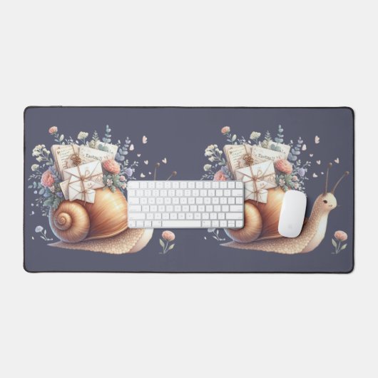 Schattigee Snail Mail Bloemen Pastel Illustratie Bureaumat (Keyboard & Muis)
