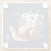 Schattigee Snail Mail Bloemen Pastel Illustratie Glazen Onderzetter (Achterkant)