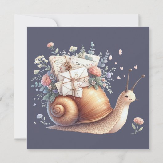 Schattigee Snail Mail Bloemen Pastel Illustratie Kaart (Voorkant)