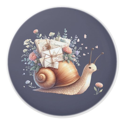 Schattigee Snail Mail Bloemen Pastel Illustratie Keramische Knop (Voorkant)
