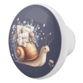 Schattigee Snail Mail Bloemen Pastel Illustratie Keramische Knop (Rechts)