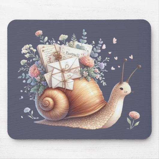 Schattigee Snail Mail Bloemen Pastel Illustratie Muismat (Voorkant)