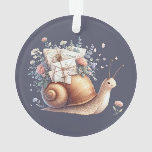 Schattigee Snail Mail Bloemen Pastel Illustratie Ornament (achterkant)
