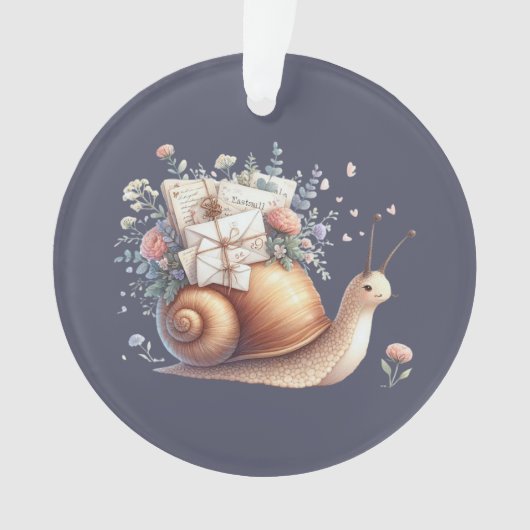 Schattigee Snail Mail Bloemen Pastel Illustratie Ornament (voorkant)