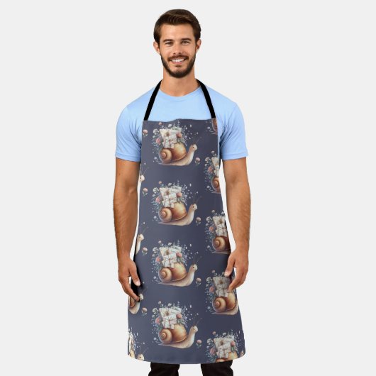 Schattigee Snail Mail Bloemen Pastel Illustratie Schort (Gedragen)