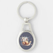 Schattigee Snail Mail Bloemen Pastel Illustratie Sleutelhanger (Voorkant)