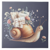 Schattigee Snail Mail Bloemen Pastel Illustratie Tegeltje (Voorkant)