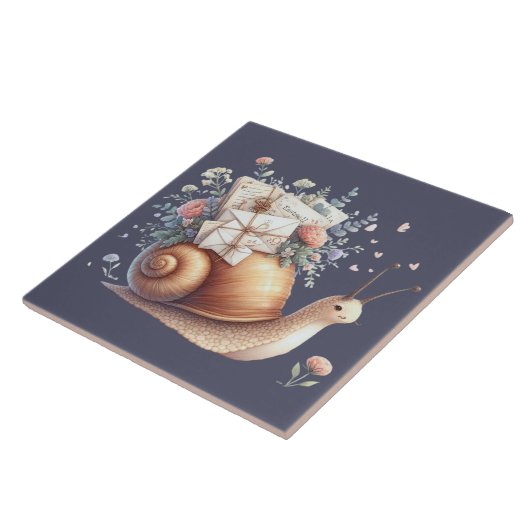 Schattigee Snail Mail Bloemen Pastel Illustratie Tegeltje (Zijkant)
