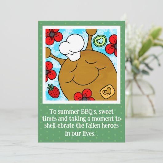 Schattigee Snail Memorial Day BBQ Kleuren Feestdagenkaart (Staand voorkant)