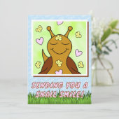 Schattigee Snail Sending Smile Kleuren | groet Kaart (Staand voorkant)