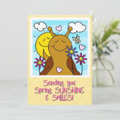 Schattigee Snail Sending Smiles Lente Kleuren | Kaart (Staand voorkant)