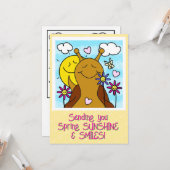 Schattigee Snail Sending Smiles Lente Kleuren | Kaart (Voorkant / Achterkant in situ)