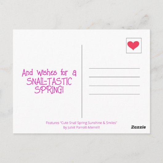 Schattigee Snail Sending Smiles Spring | Briefkaart (Achterkant)