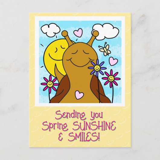 Schattigee Snail Sending Smiles Spring | Briefkaart (Voorkant)