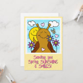 Schattigee Snail Sending Smiles Spring | groet Kaart (Voorkant / Achterkant in situ)